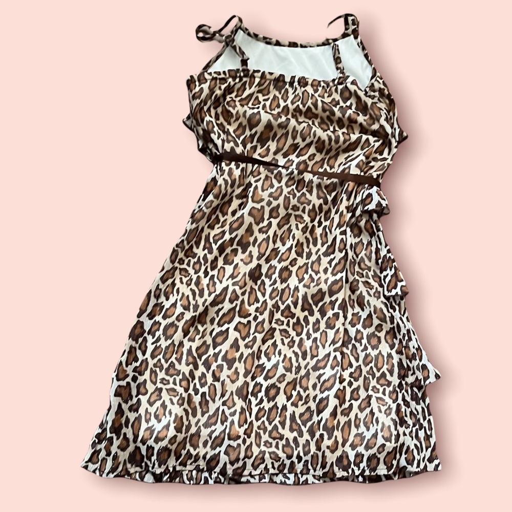 Justice girls cheetah print tiered gauzey type dress Sz 8 shimmery belt - Picture 5 of 5